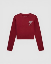 GUESS - Cropped Long Sleeve Logo Top
