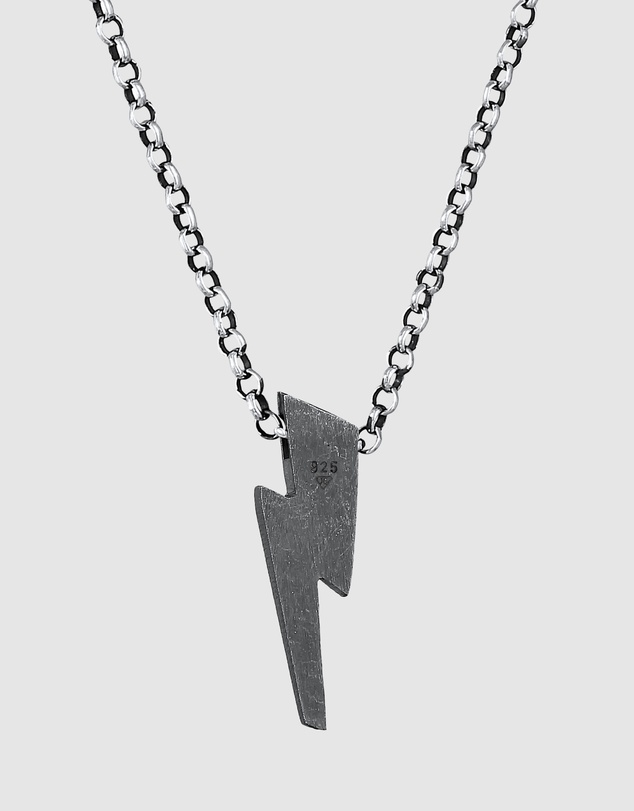 Kuzzoi - ICONIC EXCLUSIVE - Lightning Pendant Necklace in Oxidised 925 Sterling Silver