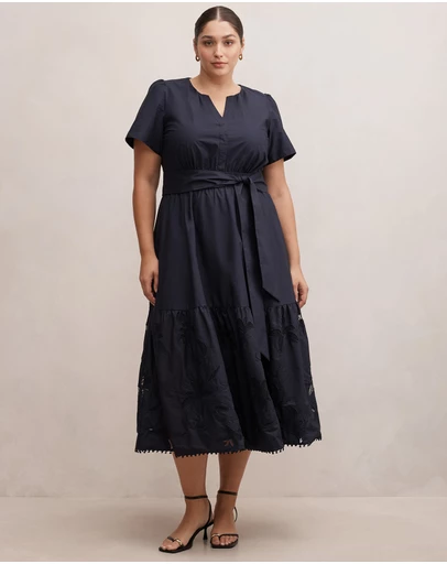 Forever New Curve - Matilda Curve Embroidered Midi Dress