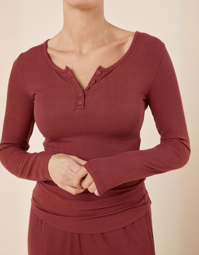 Gingerlilly - Lille Ribbed Long Sleeve Henley Top