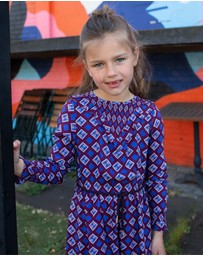 Quapi - Kala Long Sleeve Retro AOP Dress - Kids-Teens