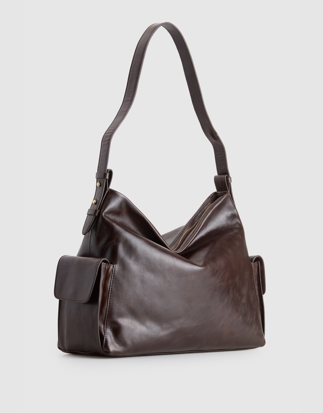 Evity - Narda Leather Pocket Hobo Bag