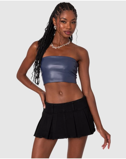EDIKTED - Mazie Faux Leather Bandeau Top