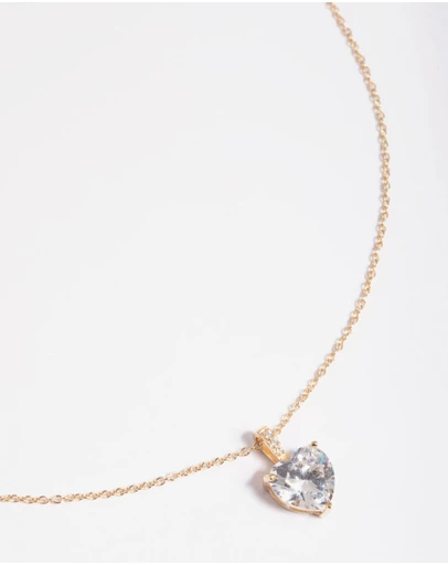 Lovisa - Gold Plated Sterling Silver Cubic Zirconia Heart Necklace