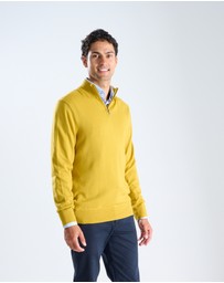 3 Wise Men - 3 Wise Men Harvey Zip Neck Merino Knit - Mustard