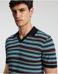 Calibre - Striped Rib Polo Navy