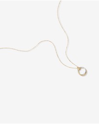 Michael Hill - Two-Tone Double Circle Pendant Hammered Finish Necklace in 10kt White and Yellow Gold