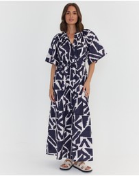 ALEXANDRA - Kitto Dress Navy Geo Print