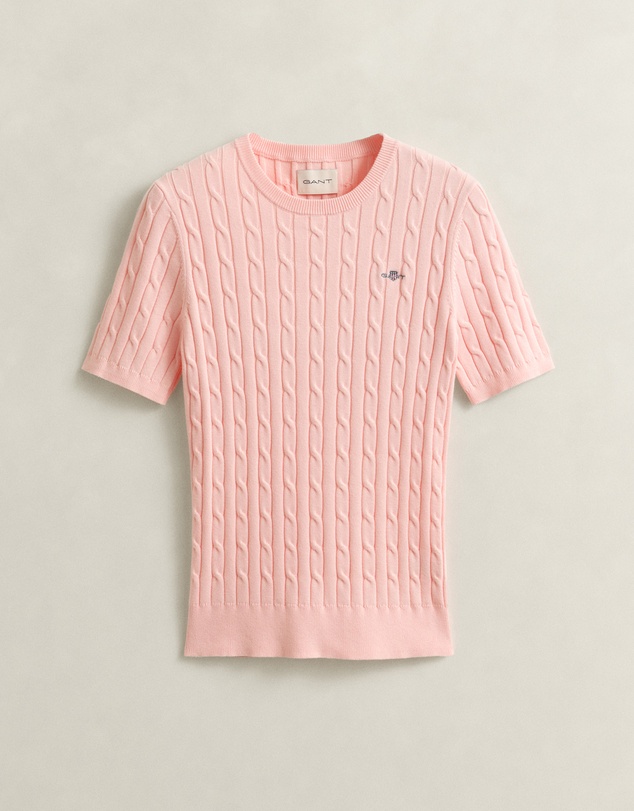Gant - Stretch Cotton Cable Short Sleeve Knit
