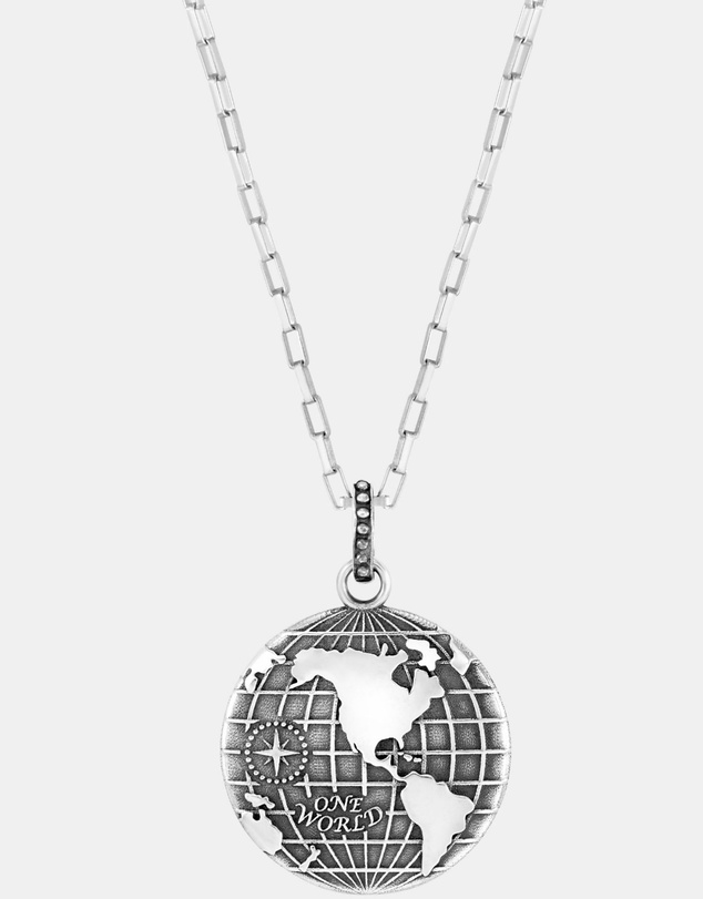 Dower & Hall - Men's One World Talisman Necklace In Sterling Silver