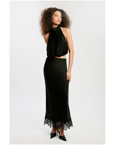 Bardot - Elisan Lace Satin Midi Skirt