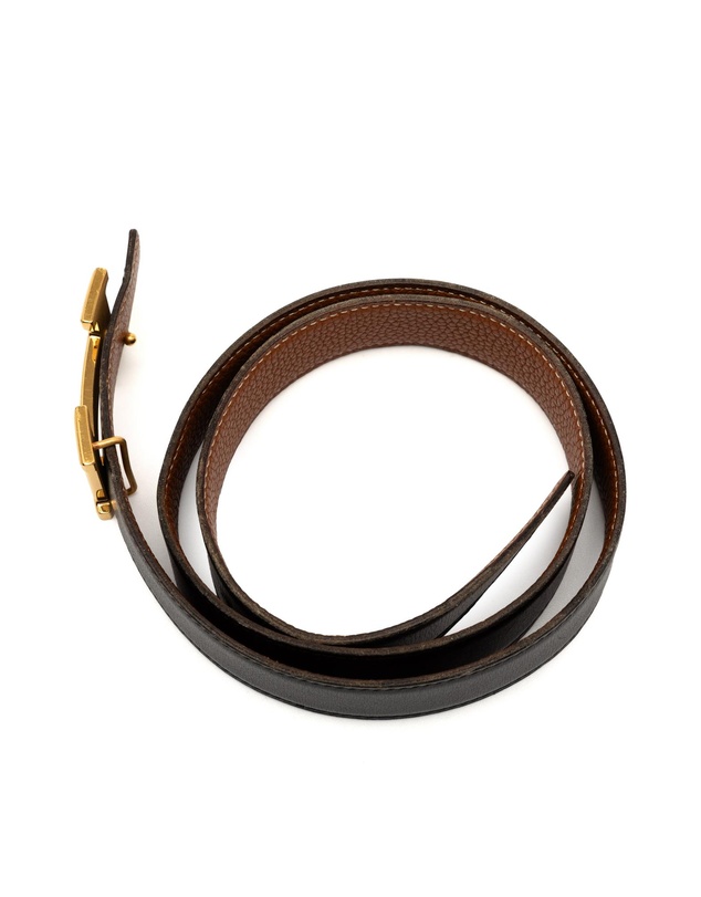 Hermes - Pre-Loved Box Calf and Togo Constance H Reversible Belt