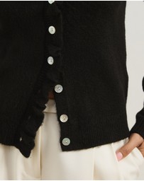 Atmos&Here - Kyra Long Sleeve Knit Lettuce Trim Cardigan