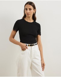Atmos&Here - Sienna Short Sleeve Lace Jersey T-Shirt