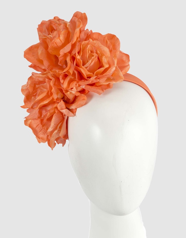 Max Alexander - Large Orange Flower Fascinator Headband