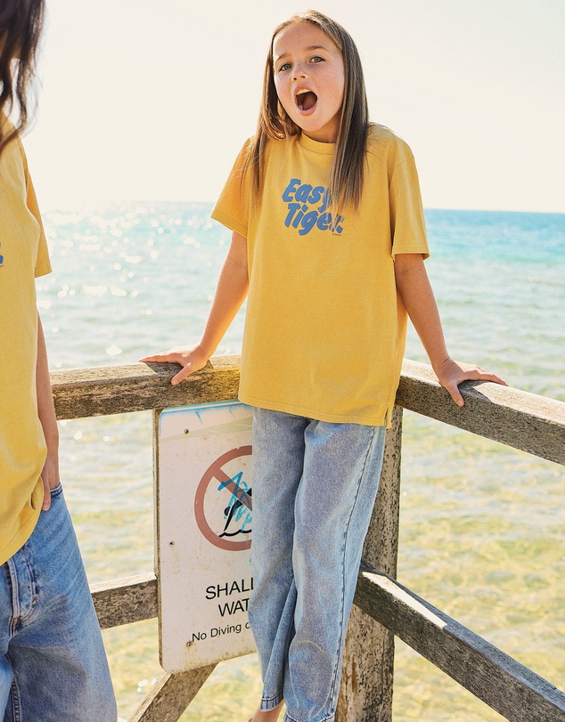 Skwosh - Easy Tiger Kids Slang Tee in Mustard