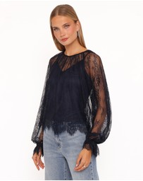 Petal & Pup - Duncan Sheer Lace Top - Midnight Navy