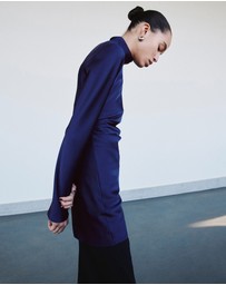 M.N.G - Satin High-Neck Dress