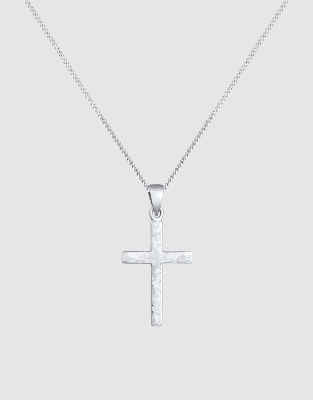 Elli Jewelry - Structured Cross Pendant Necklace in 925 Silver