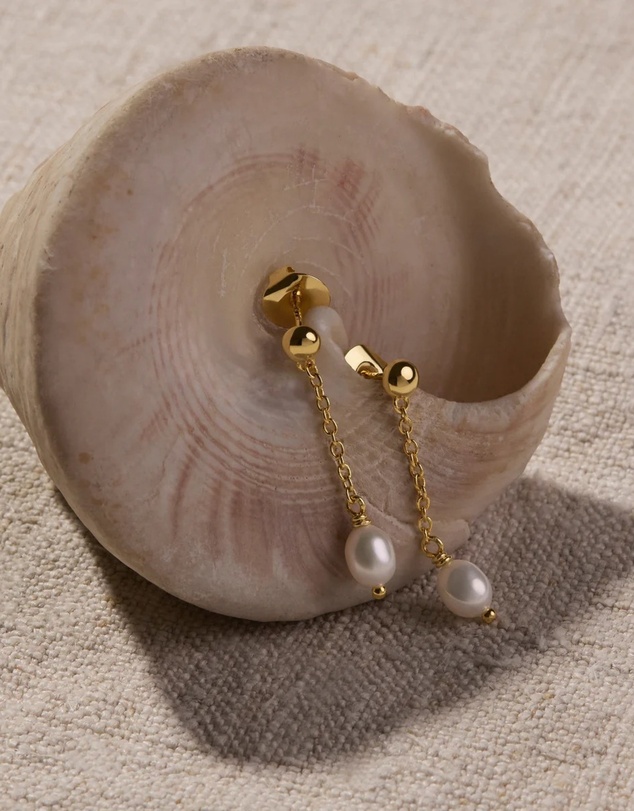 Najo - Tidal Whisper Yellow Gold Single Pearl Earring