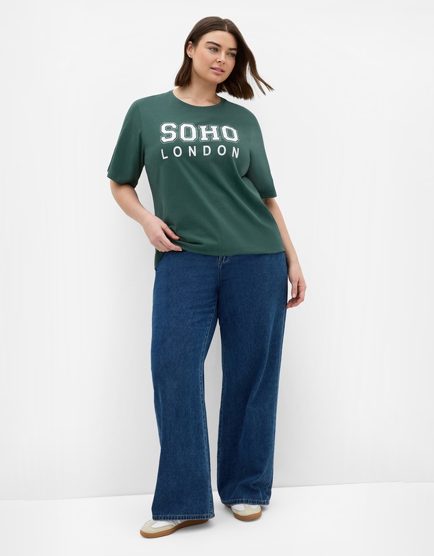 City Chic - Plus size Soho Curved Hem Tee - forest green