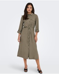 ONLY - Caro Linen Midi Shirt Dress