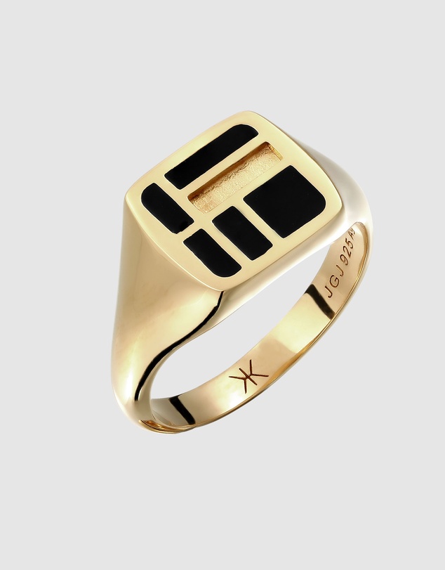 Kuzzoi - ICONIC EXCLUSIVE - Enamel Signet Ring in Gold-Plated 925 Sterling Silver