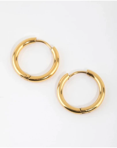 Lovisa - Gold Plated Surgical Steel Medium Huggie Hoop Earrings