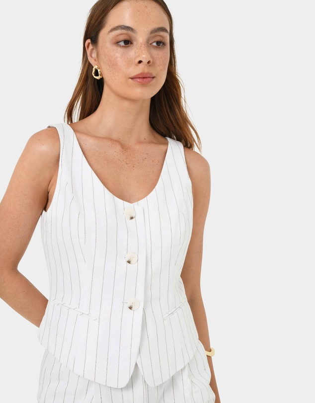 Forcast - Ria Stripe Cotton Blend Vest