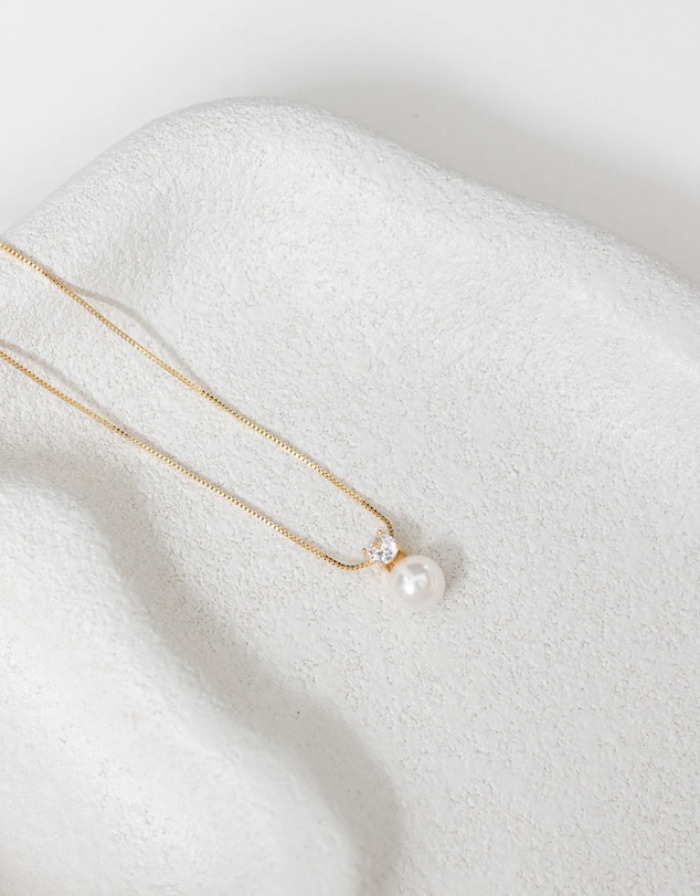 The White Collection - Anna - Delicate Gold Pearl Bridal Necklace