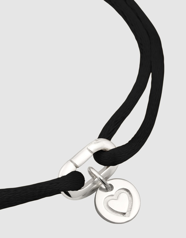 Elli Jewelry - Heart Charm Black Satin Bracelet