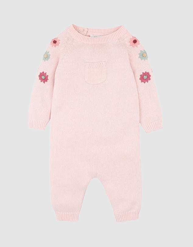 Bebe by Minihaha - Emmy Organic Hand Embroidered Knitted Romper - Babies