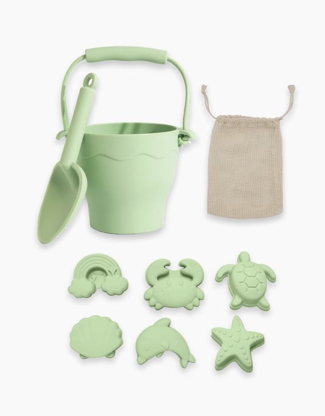 Playground - Silicone 8pc Bucket & Spade Set - Light Sage