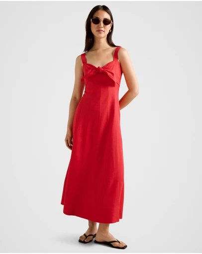 Forever New - Kara Tie Front Linen Midi Dress