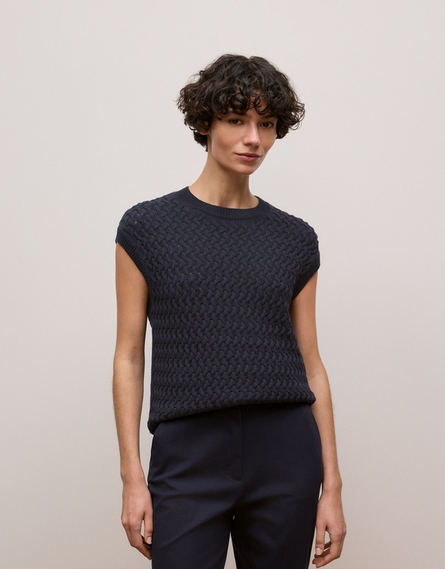 Trenery - Cotton Knit Sleeveless Tunic in Night Sky