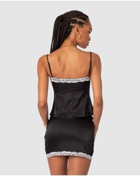 EDIKTED - Feyra Satin Button Front Tank Top