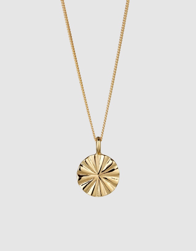 Elli Jewelry - Starburst Coin Pendant Necklace in Gold-Plated 925 Silver