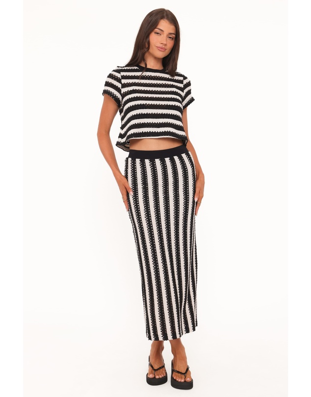 Petal & Pup - Jaden Knit Skirt Set - Black/White Stripe