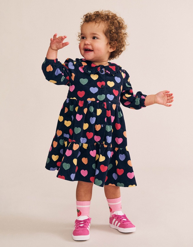 Huxbaby - Multi Hearts Cord Dress - Babies-Kids