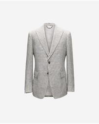 Calibre - Thatch Check Linen Blazer White