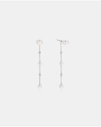 Ania Haie - Silver Cascade Shell Pearl Station Drop Stud Earrings