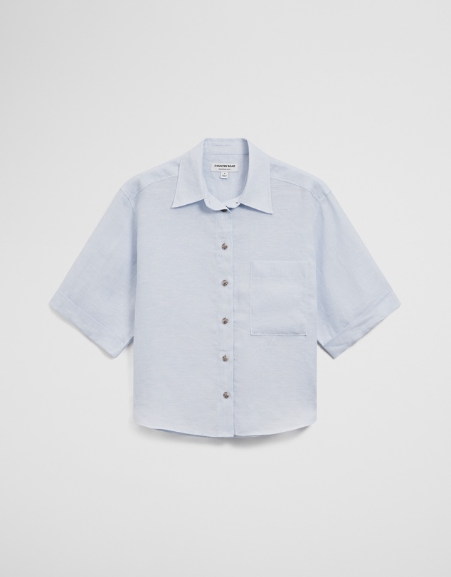 Country Road - Short Sleeve Crop Linen Shirt
