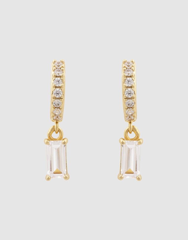 Wanderlust + Co - Baguette Gold Baby Huggie Earrings