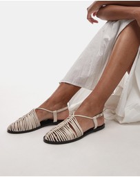 TOPSHOP - Aidan Leather Weave Tie Up Flat Shoes