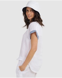 CAMIXA - Martina Linen V-Neck T-shirt
