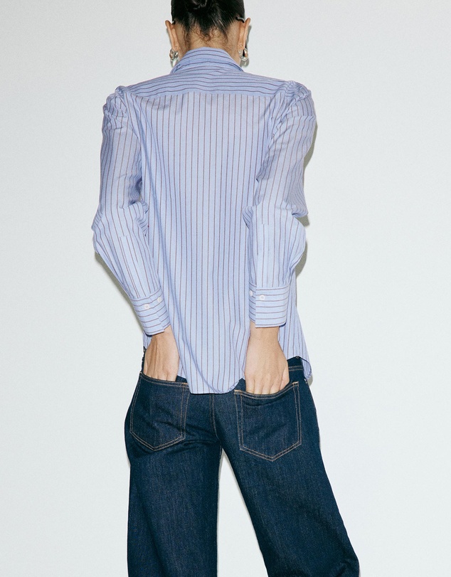 M.N.G - Striped Cotton and Lyocell Shirt