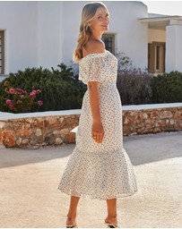 Sosandar - Spot Print Bardot Tiered Maxi Dress