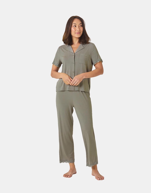 Gingerlilly - Dianne Bamboo Long PJ set with Lace