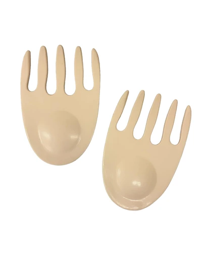 Urban Attitude - Urban Attitude SHELLY Salad Hands Servers Length 14cm, Width 9.3cm - Stone Ivory