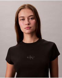 Calvin Klein Jeans - Monogram Logo Ribbed Baby Tee